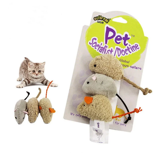 Lot de 3 Jouets Souris en Peluche pour Chats – Résistants aux Morsures et Interactifs - 🐾 Miaou & Co