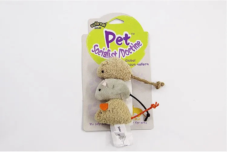 Lot de 3 Jouets Souris en Peluche pour Chats – Résistants aux Morsures et Interactifs - 🐾 Miaou & Co