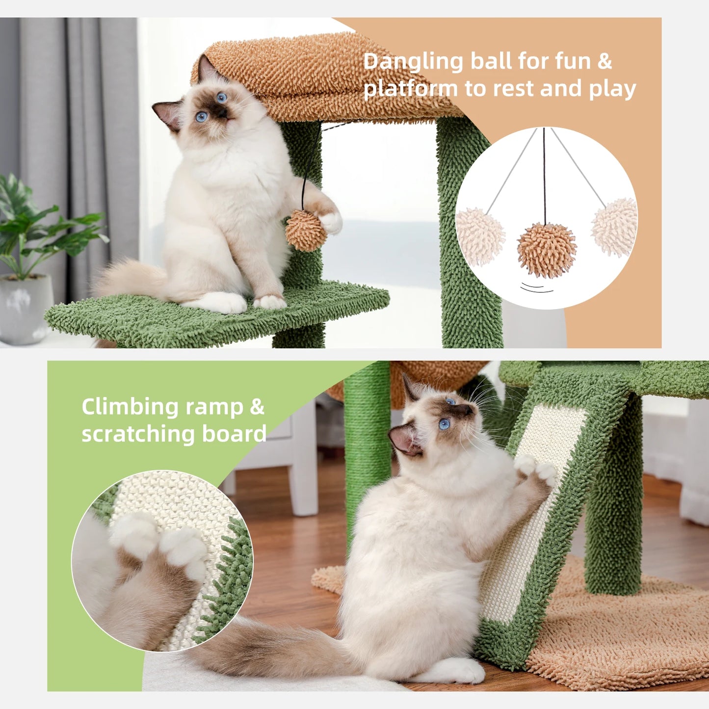 Arbre à Chat Cactus avec Griffoir - Oasis de Jeu pour Chats d’Intérieur - 🐾 Miaou & Co