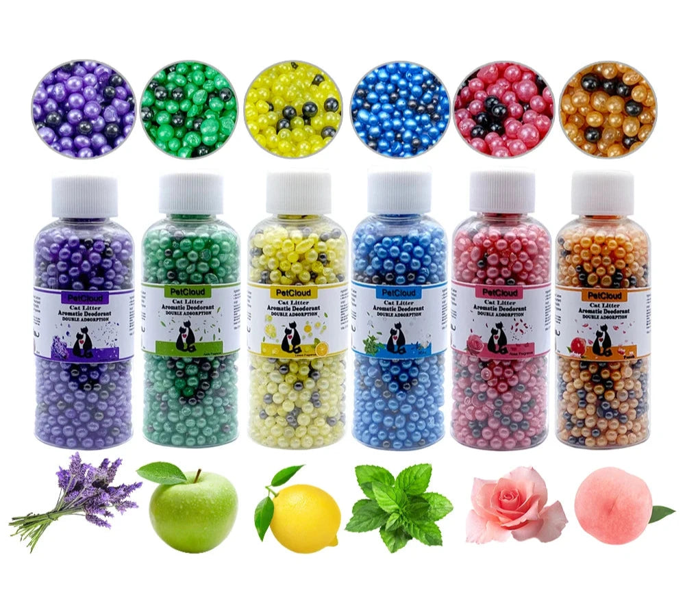 Perles Désodorisantes Aromatiques pour Litière de Chat – Lot de 6 avec Charbon Actif - 🐾 Miaou & Co