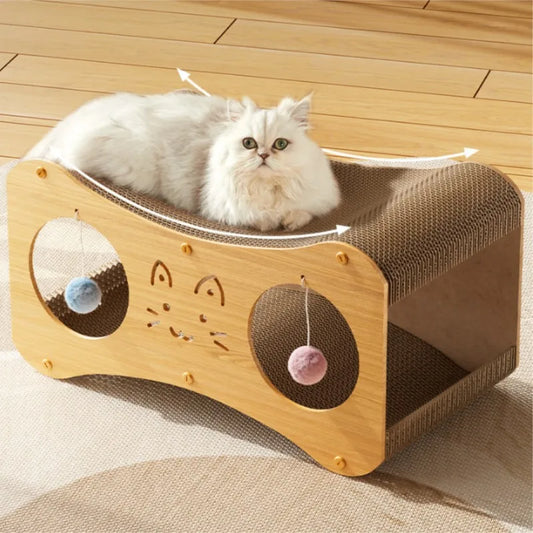 Maison Double Couche pour Chats – Niche Multifonction avec Griffoir et Balle de Jeu - 🐾 Miaou & Co