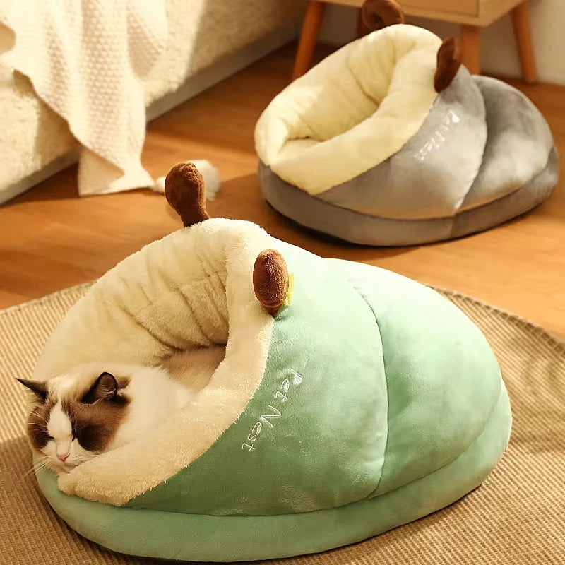 Lit Douillet d'Hiver pour Chats – Maison en Forme de Grotte pour un Sommeil Chaud et Confortable - 🐾 Miaou & Co