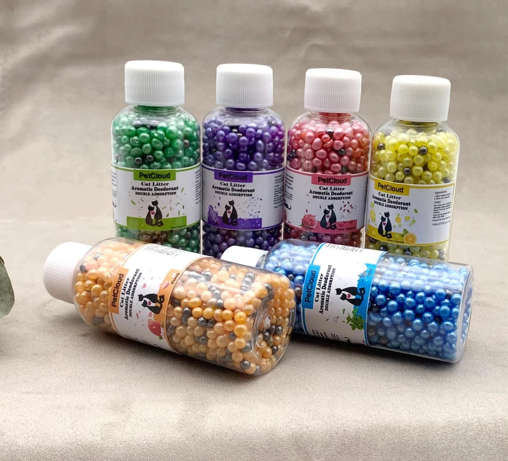 Perles Désodorisantes Aromatiques pour Litière de Chat – Lot de 6 avec Charbon Actif - 🐾 Miaou & Co