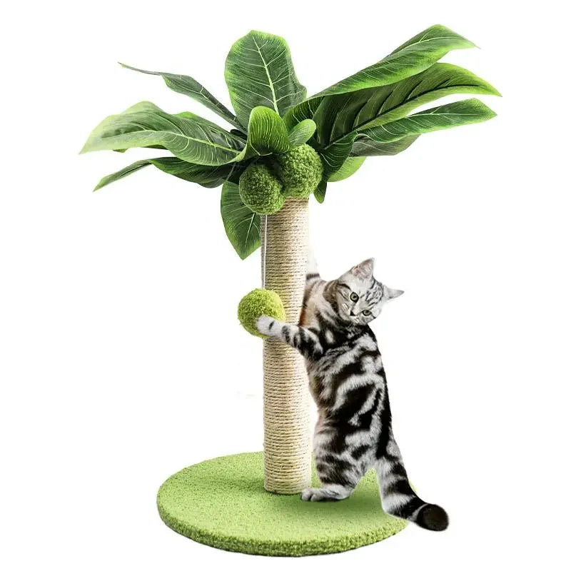 Griffoir pour Chaton avec Feuilles Décoratives – Poteau en Sisal pour Intérieur - 🐾 Miaou & Co