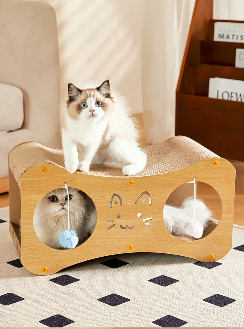 Maison Double Couche pour Chats – Niche Multifonction avec Griffoir et Balle de Jeu - 🐾 Miaou & Co